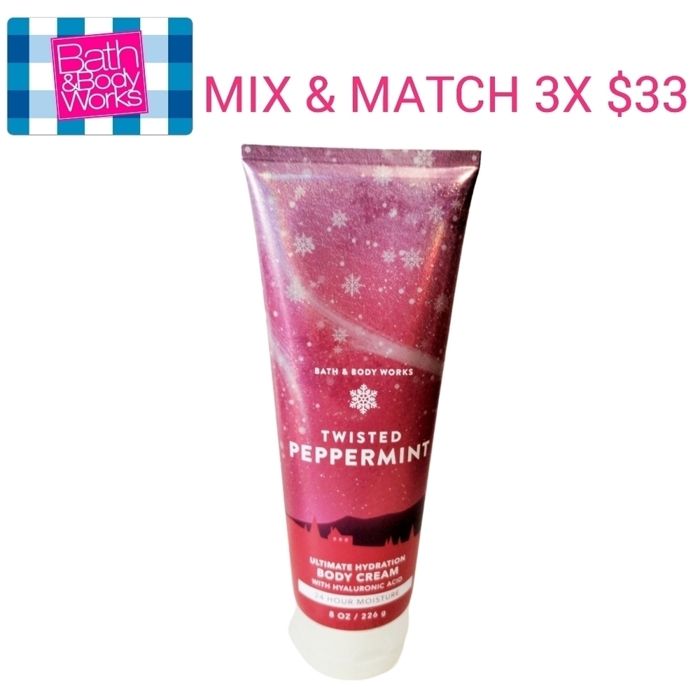Bath and Body Works TWISTED PEPPERMINT Ultimate Hydrating Body Works SALE 3 X$33